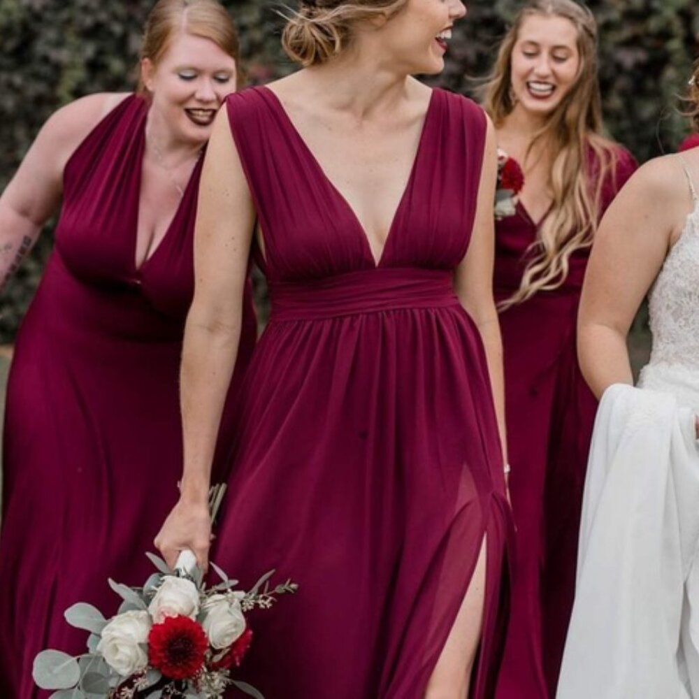 Lulus Heavenly Hues Burgundy Maxi Dress